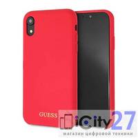 Чехол для iPhone XR Guess Silicone collection Gold logo Hard Red