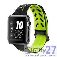 Ремешок для Apple Watch 38mm Dixico Silicone Line Pattern Band Black/Green