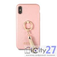 Чехол для iPhone X/XS Guess Saffiano Hard PU + Ring Pink