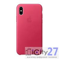 Чехол для iPhone X Apple Leather Case - Pink Fuchsia