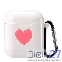 Чехол для наушников Apple AirPods Dixico Silicone Case Pink Heart White